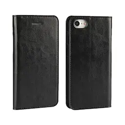 Mobiltaske Ægte Læder iPhone 7 Sort