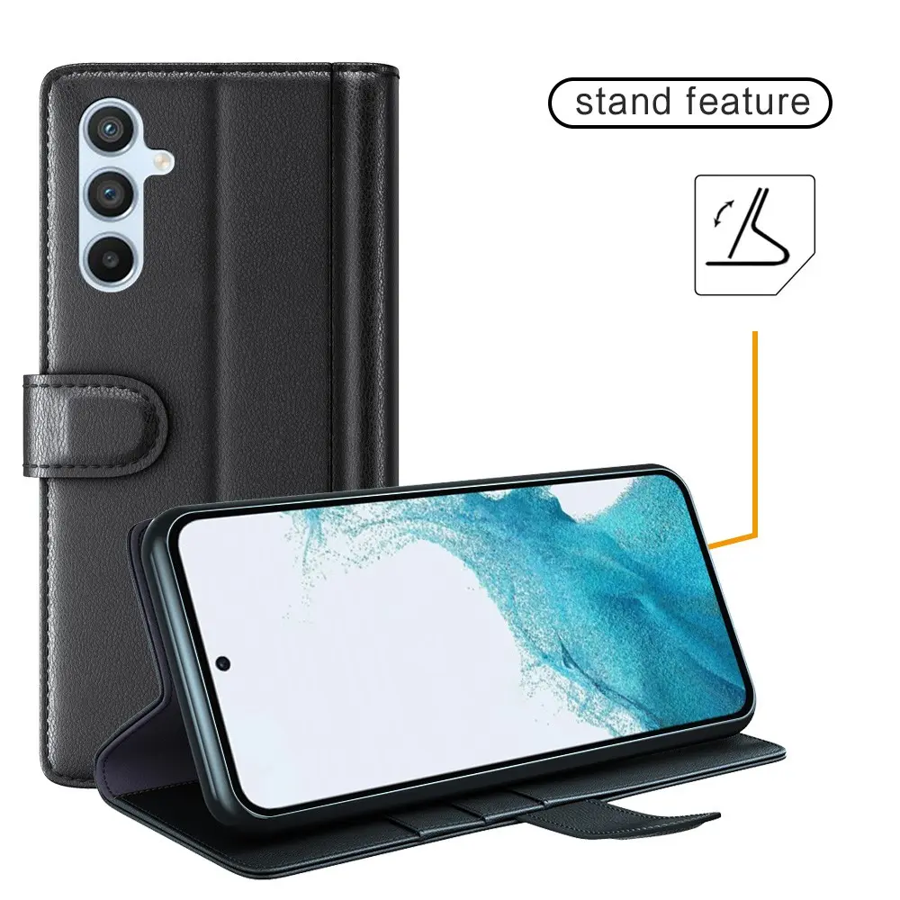 Äkta Läderfodral Samsung Galaxy A54 Svart