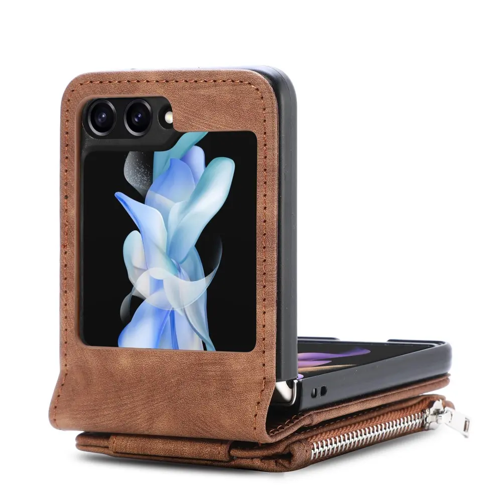 Mobilfodral Multi-slot Zipper Samsung Galaxy Z Flip 5 Brun