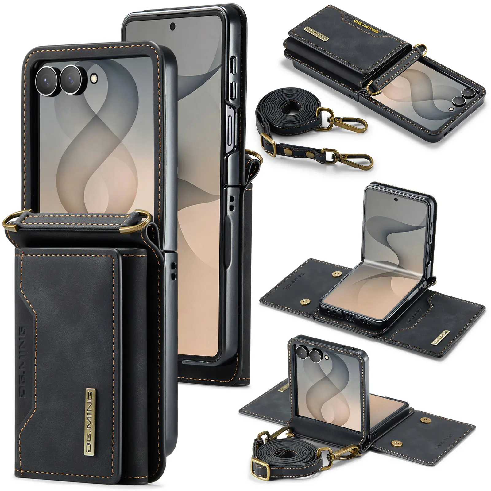 Magnetic Card Slot Case Samsung Galaxy Z Flip 8 Black