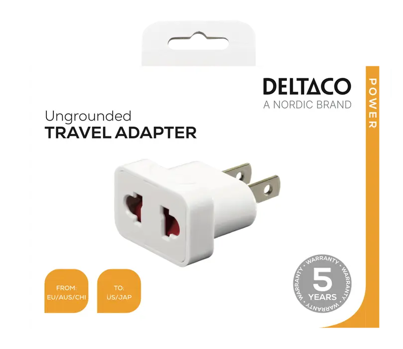 Reseadapter Europa till USA 10A, Vit
