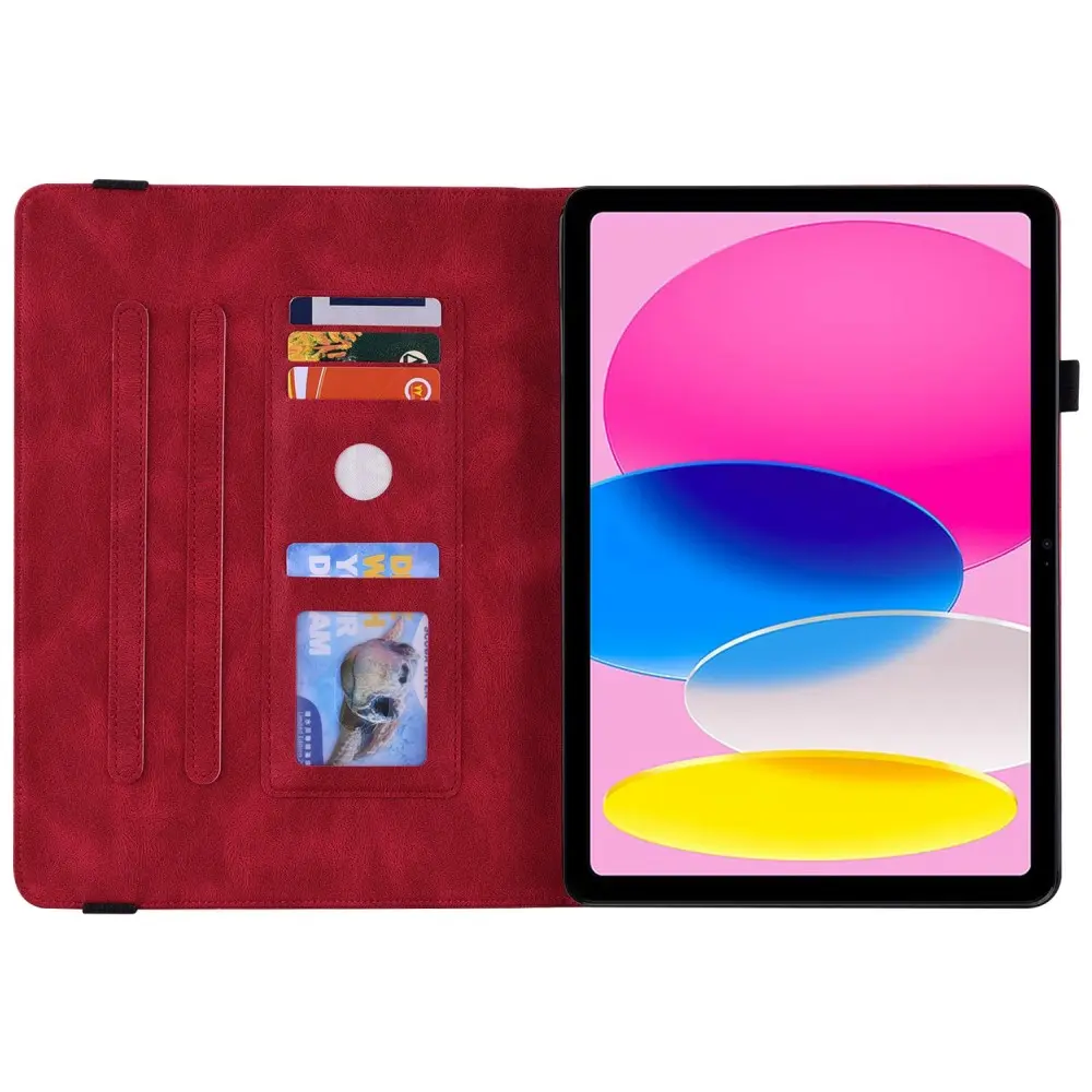 Läderfodral Fjärilar Apple iPad 11 11th Gen (2025) Röd