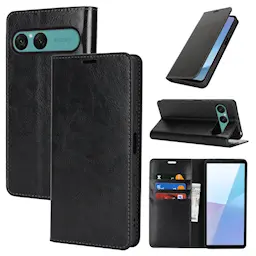 Mobilfodral Äkta Läder Sony Xperia 10 VII Svart