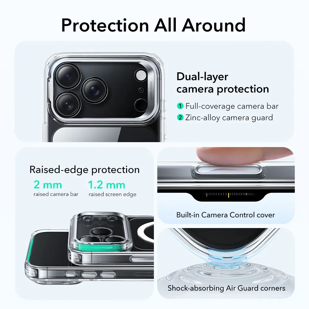 Classic Kickstand HaloLock MagSafe iPhone 17 Pro Max Genomskinlig