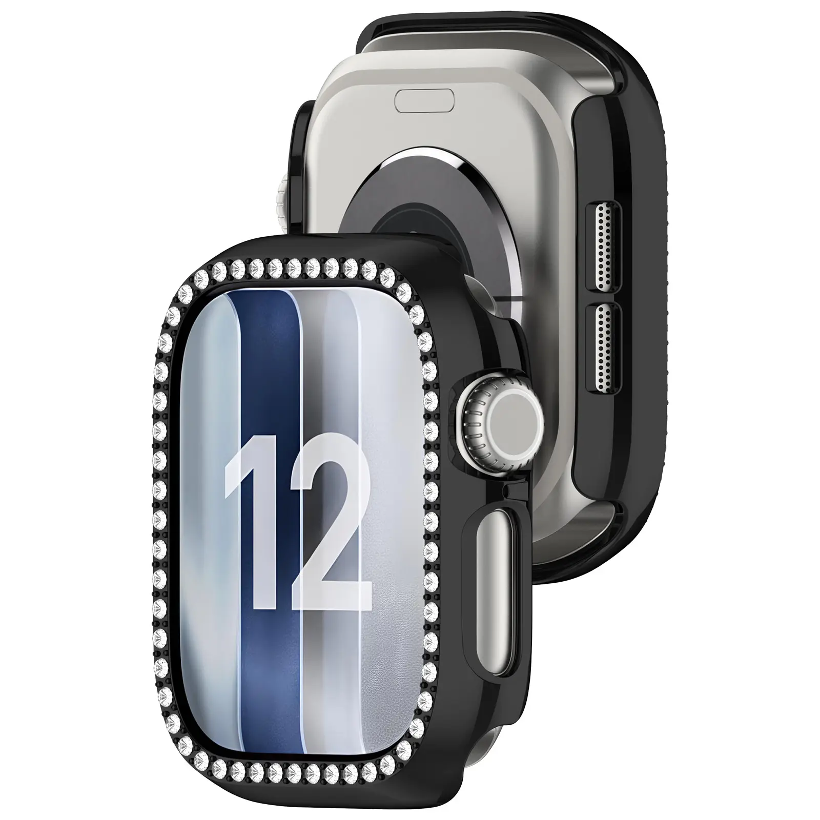 Rhinestone Skal Apple Watch Series 12 43mm svart