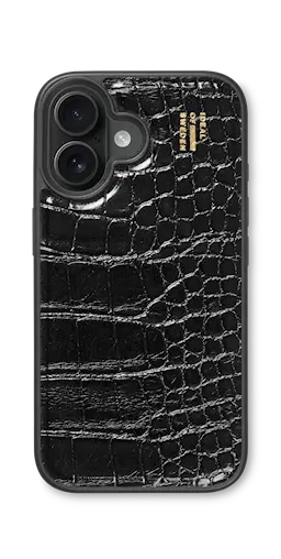Vegan Leather MagSafe Case iPhone 16 Black Croco