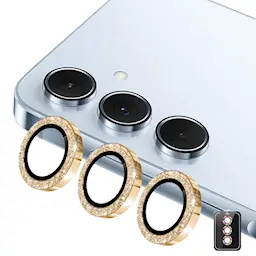 Glitter Linsskydd Aluminium + Glas Samsung Galaxy S26 Guld