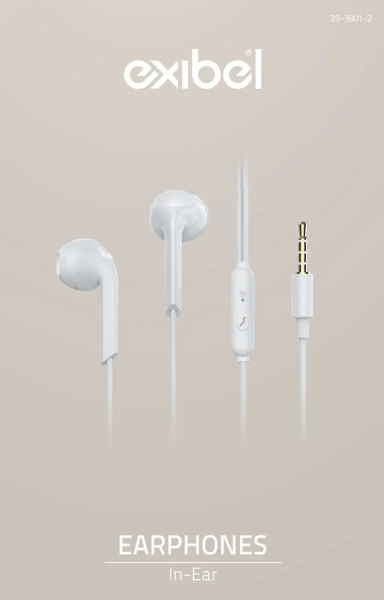 Trådbundna in-ear hörlurar med mikrofon 3.5mm Vit