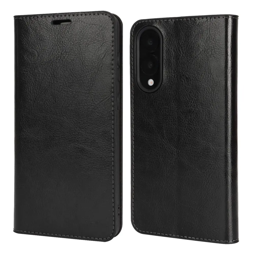 Mobiltaske Ægte Læder Samsung Galaxy S25 Edge Sort