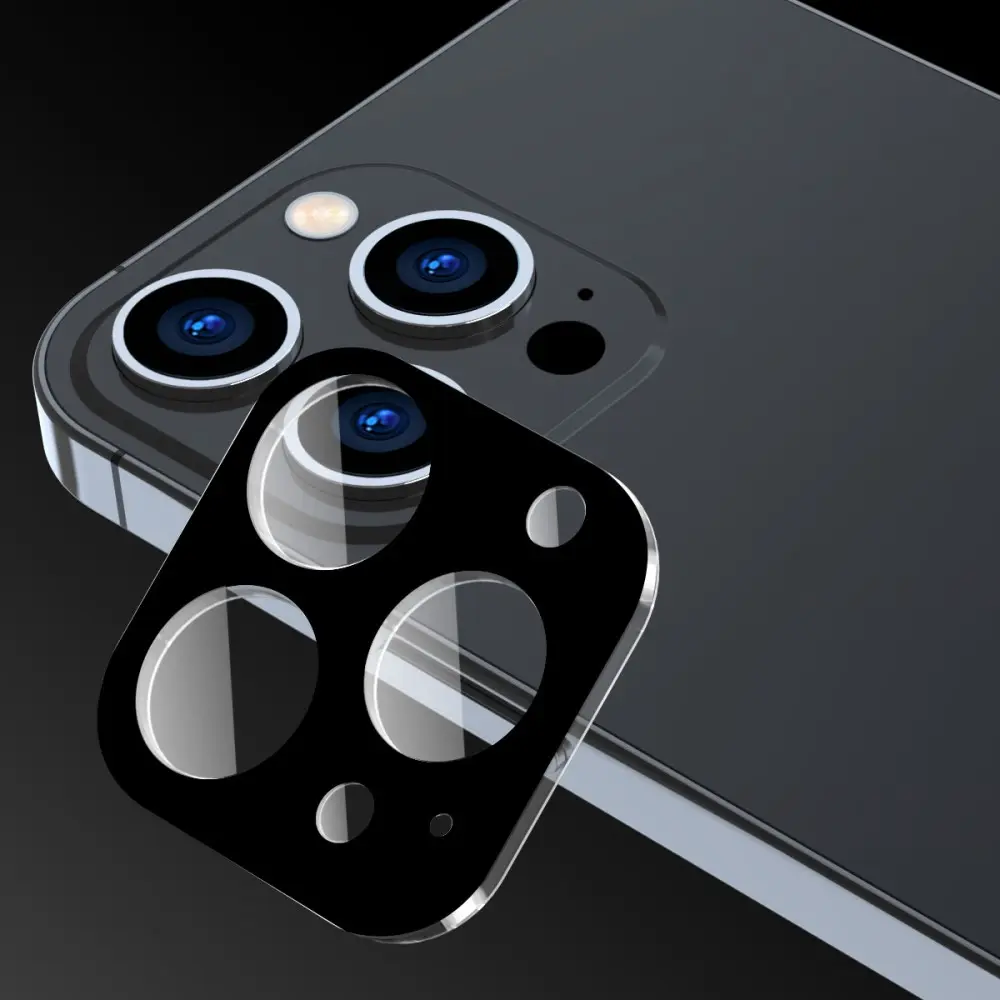Härdat Glas Kameraskydd iPhone 15 Pro svart