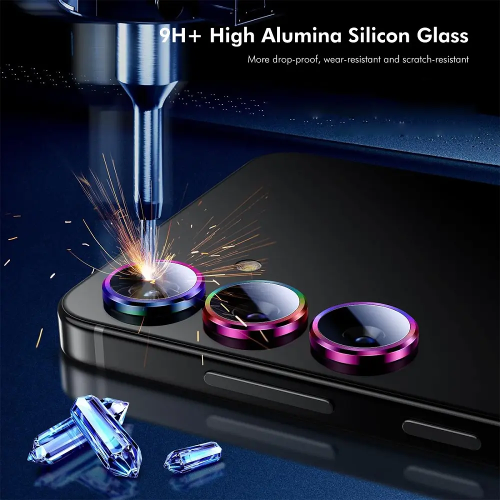 Linsskydd Aluminium + Härdat Glas Samsung Galaxy S25 Blå