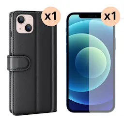 iPhone 14 Sett med Mobilveske og Skjermbeskyttelse
