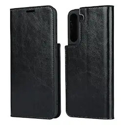 Mobiletui Ekte Lær Samsung Galaxy S21 Svart