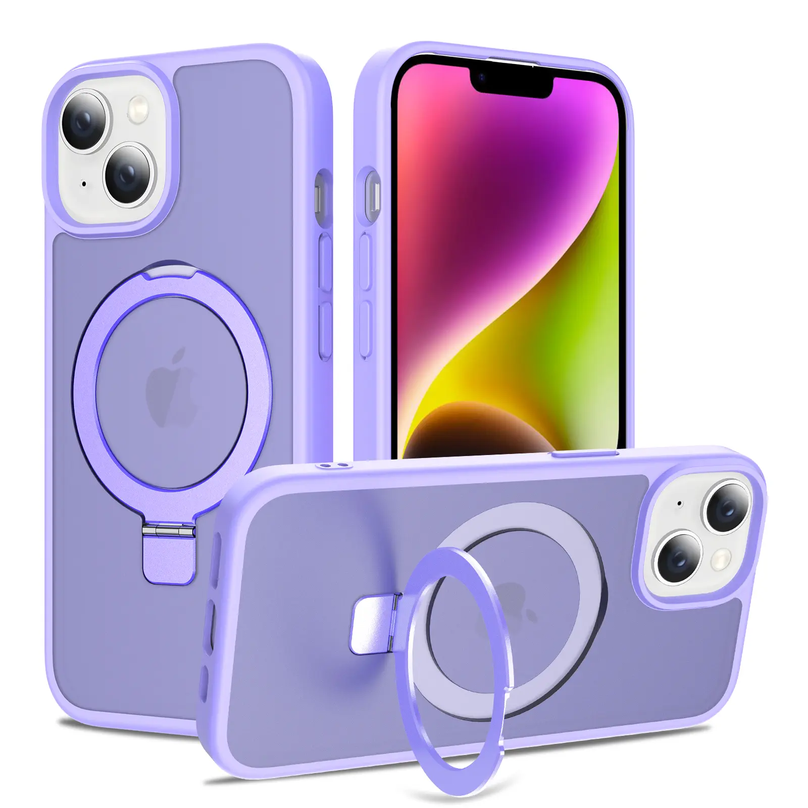 Hybridcover Magnetic Ring iPhone 14 Lys lilla