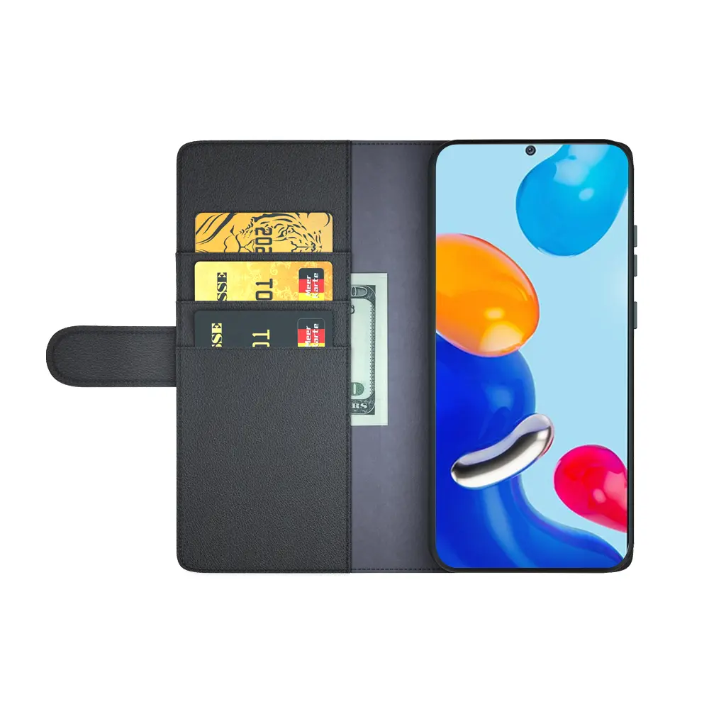 Äkta Läderfodral Xiaomi Redmi Note 11 Svart