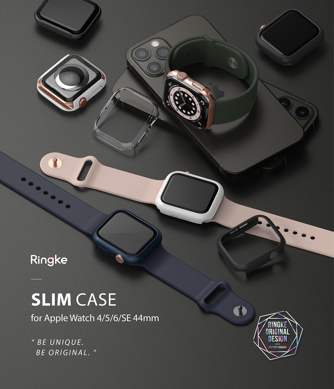 Slim Case (2-pack) Apple Watch SE 3 44mm Matte Black & Clear