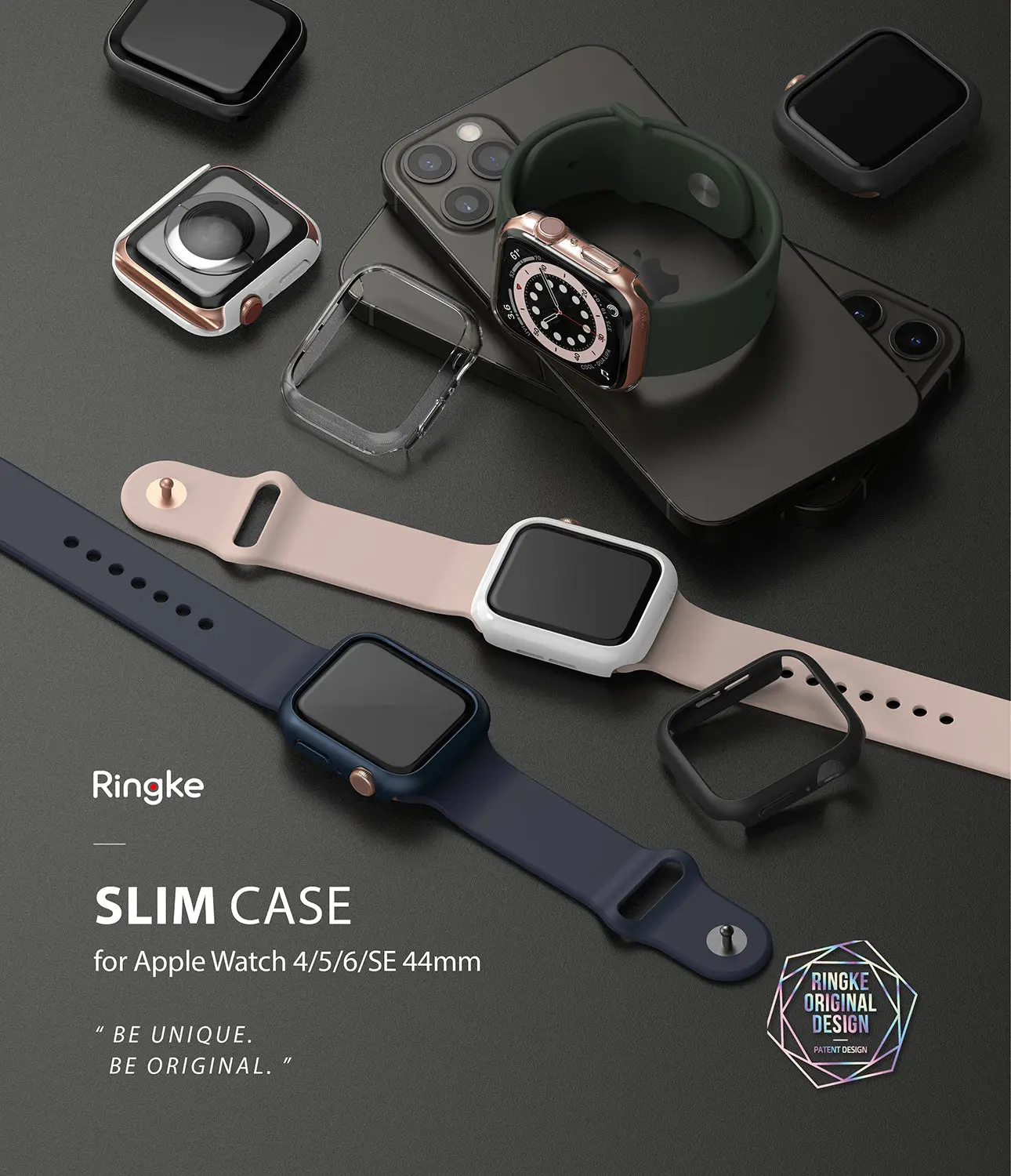 Slim Case (2-pack) Apple Watch SE 3 44mm Matte Black & Clear