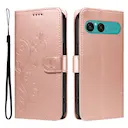 Læderetui Sommerfugle Sony Xperia 10 VII Rose guld
