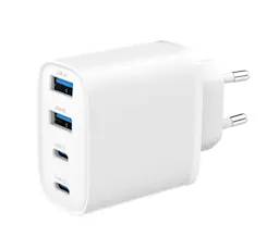 GaN hurtigoplader 2 x USB-C + 2 x USB-A 40W, Hvid