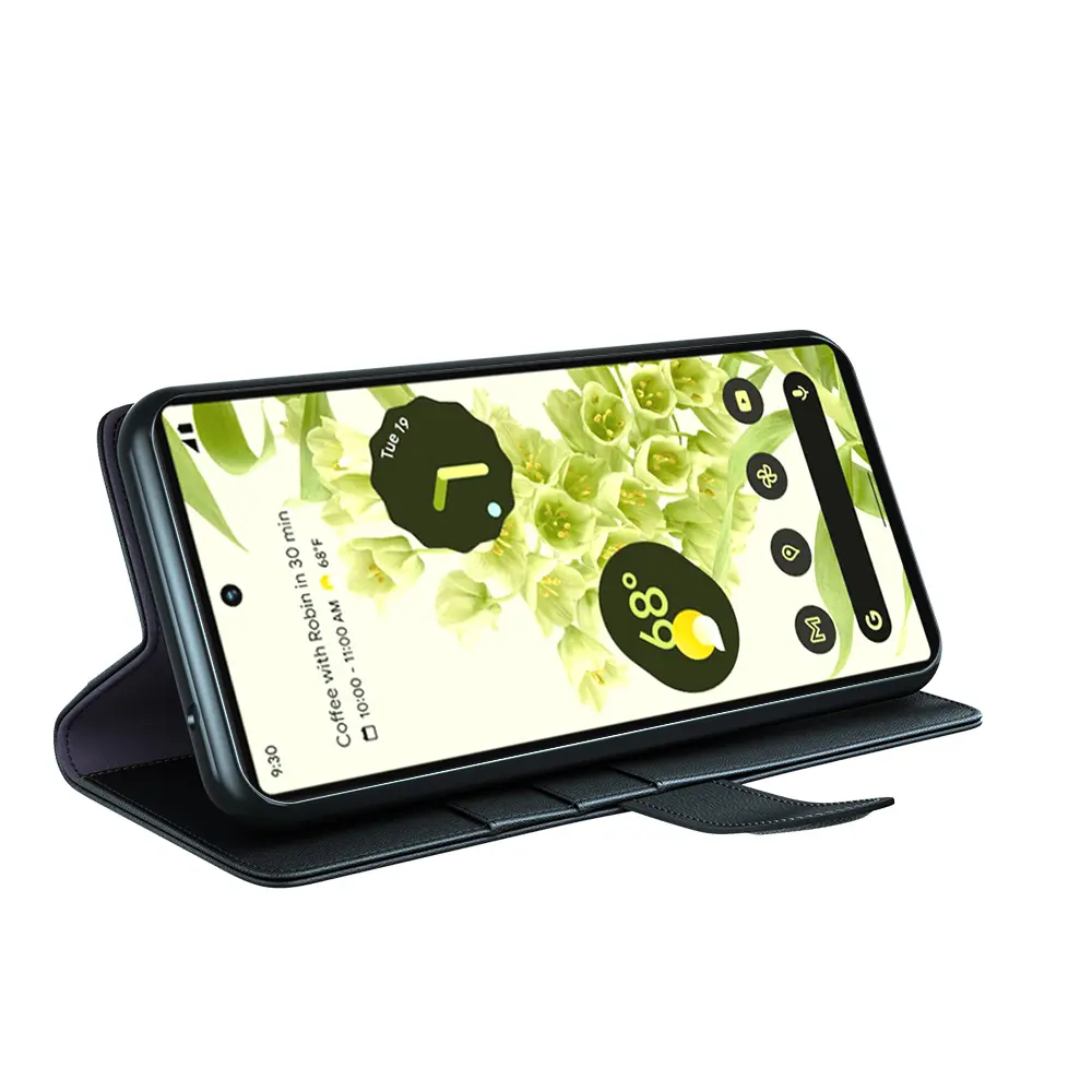 Äkta Läderfodral Google Pixel 6a Svart