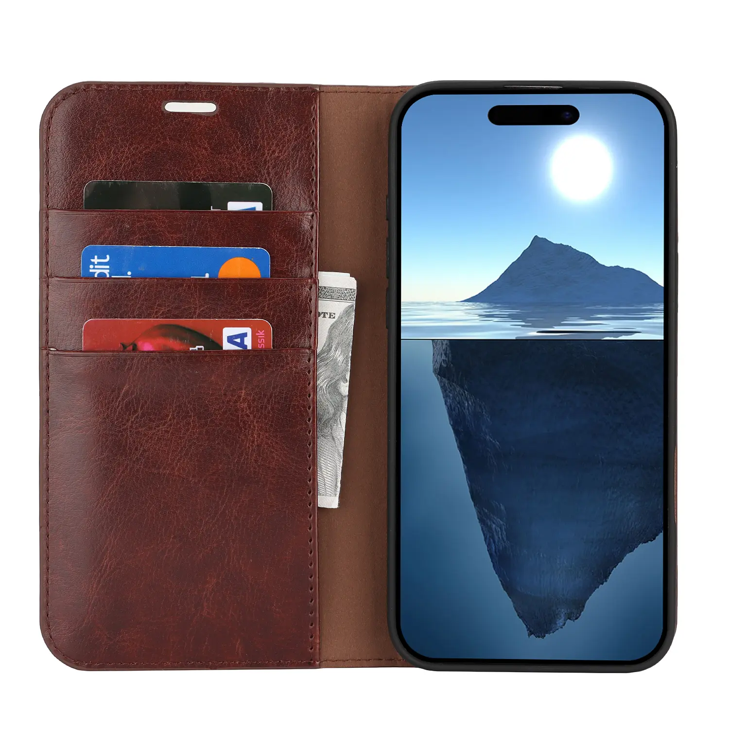 Mobilfodral Äkta Läder iPhone 16 Mörkbrun