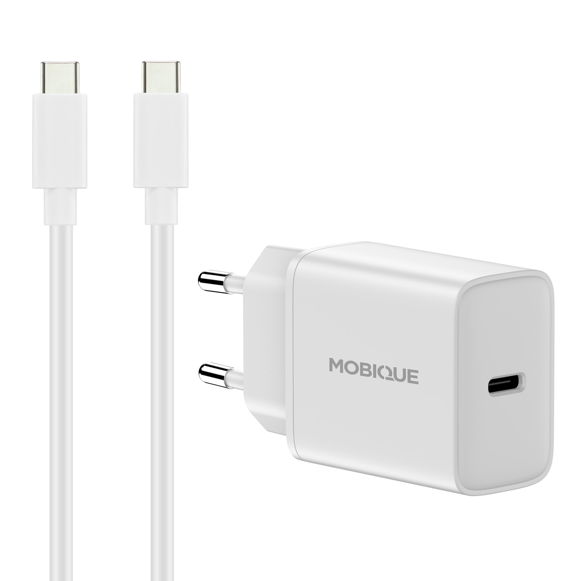 Komplett lader iPhone 17e - 2m kabel og vegglader USB-C Hvit
