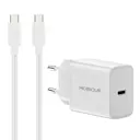 Komplet oplader Motorola Moto G86 - 2m kabel og vægoplader USB-C Hvid