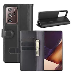 Samsung Galaxy Note 20 lompakkokotelo aidosta nahasta, Musta