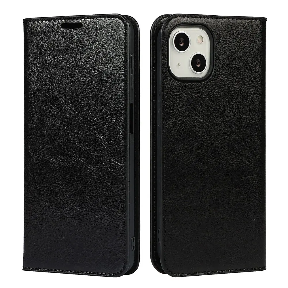 Mobilfodral Äkta Läder iPhone 13 Svart