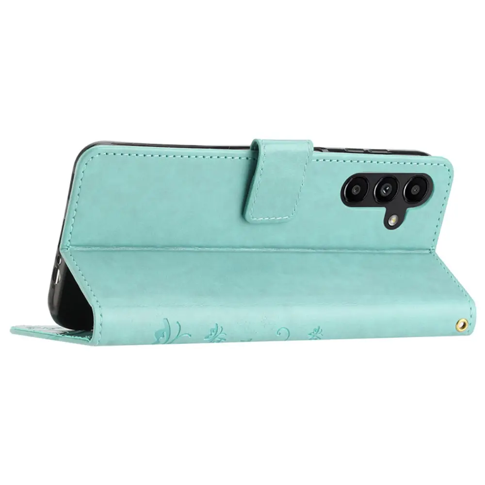 Läderfodral Fjärilar Samsung Galaxy A15 Grön