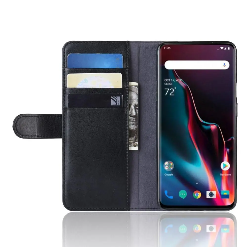 Äkta Läderfodral  OnePlus 7 Pro Svart