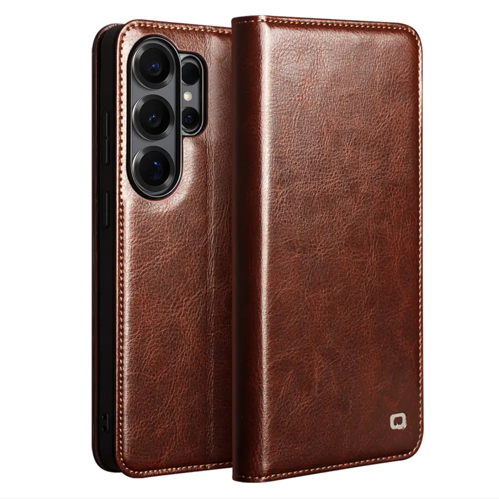 Samsung Galaxy S26 Ultra Leather Wallet Case Brun