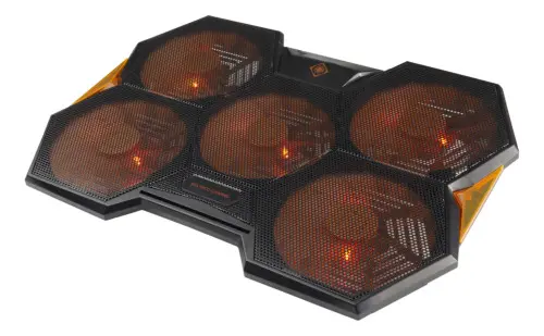 Laptopkylare med 5 fläktar, Svart/orange
