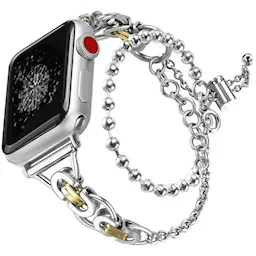 Apple Watch SE 44mm Metal Reim med perler sølv/gull