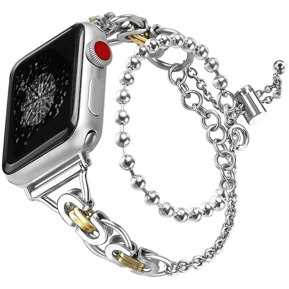 Apple Watch 45mm Series 7 Metal Reim med perler sølv/gull