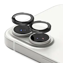 iPhone 17 2-pack Linsskydd med aluminiumsramme, Svart