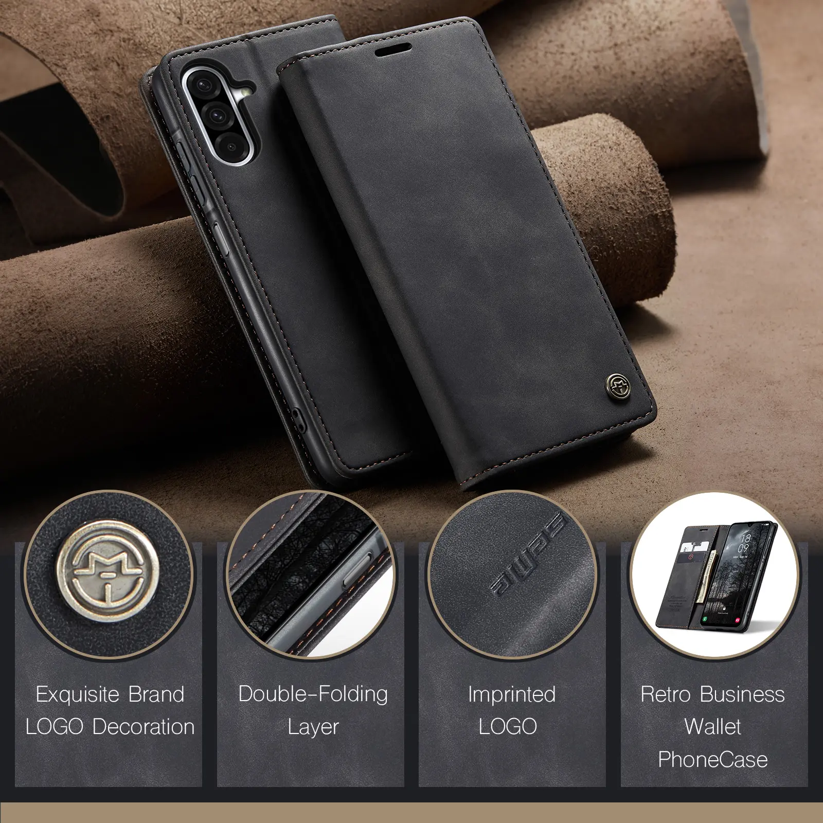 Slim Plånboksfodral Samsung Galaxy A17 Svart