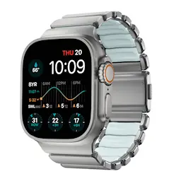 Stratos Band Apple Watch Ultra 49mm 3rd Gen Natural Titanium - Icy Blue Glow
