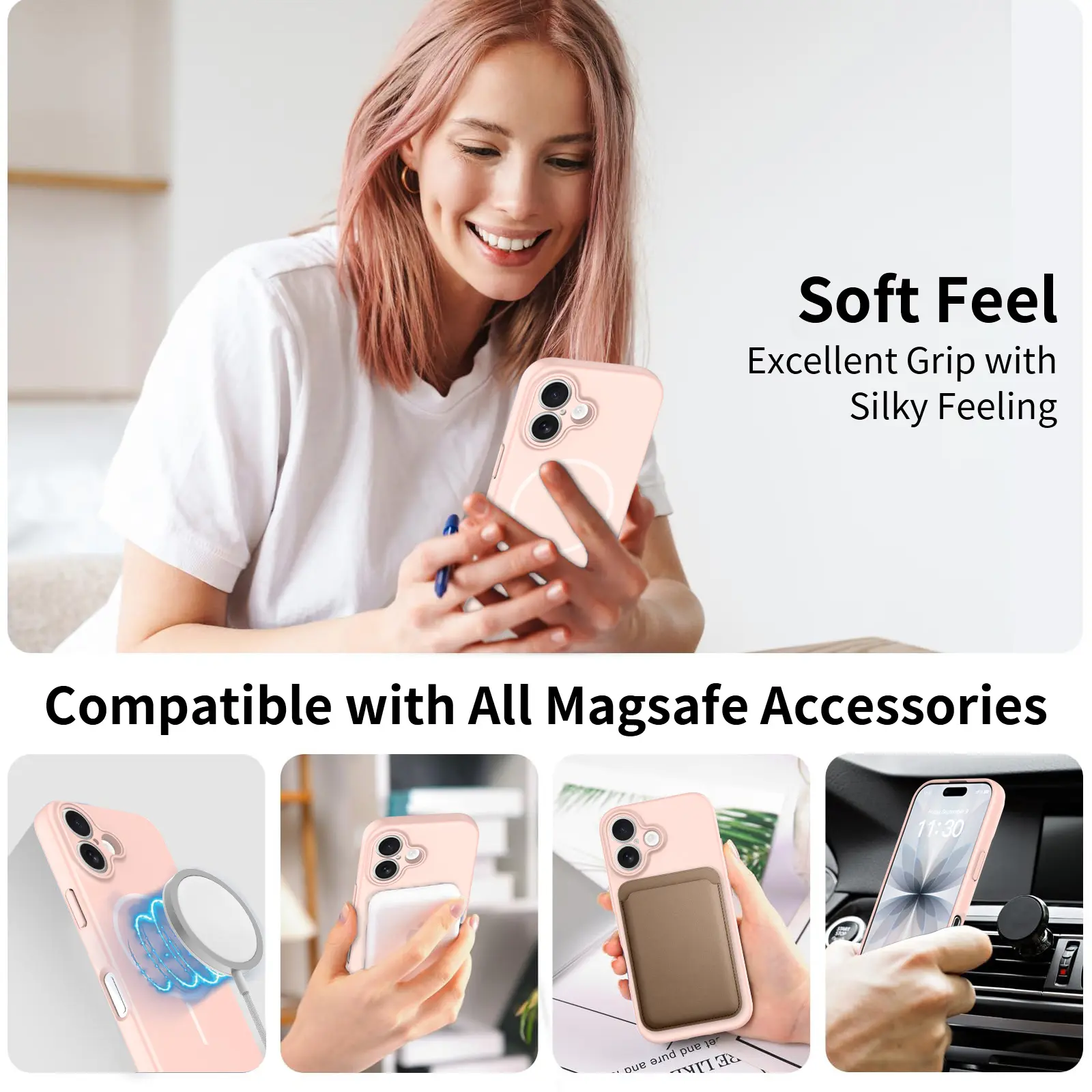 MagSafe-skal SoftArmor iPhone 16 Rosa