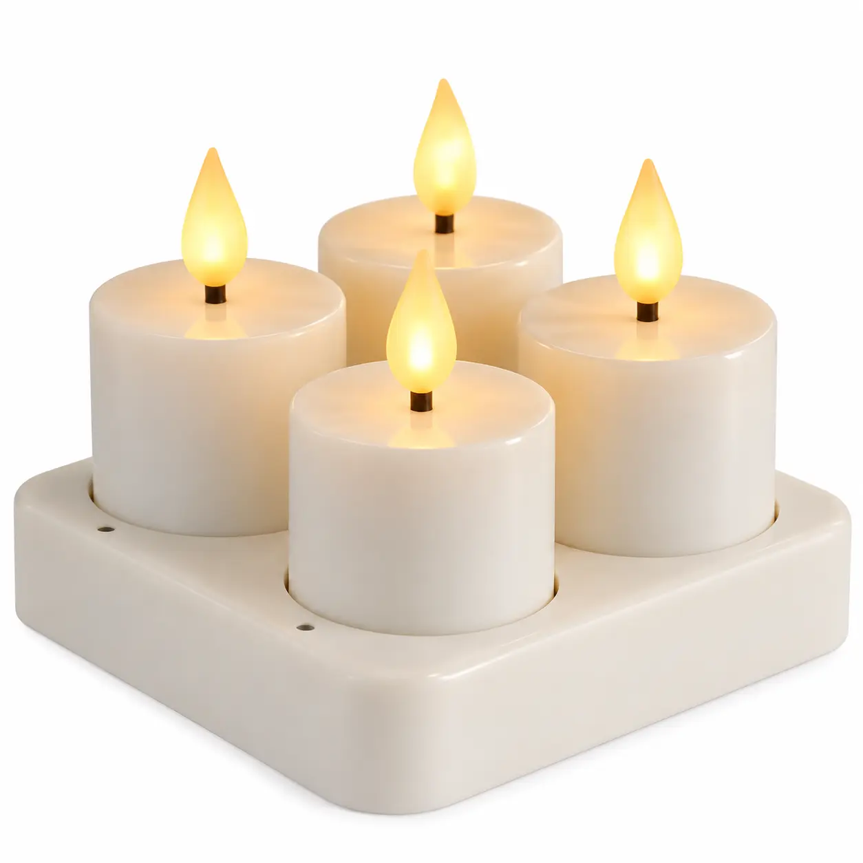 Uppladdningsbara Mini LED-blockljus (4-pack), Vit