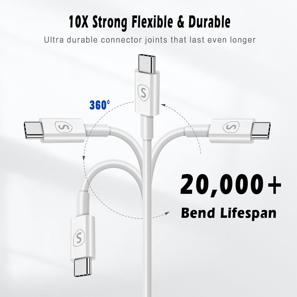 USB-C till USB-C-kabel PD 60W 2m Vit