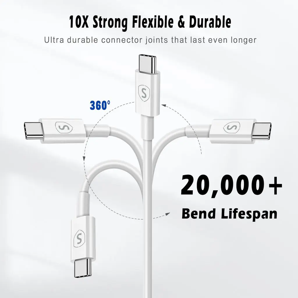 USB-C till USB-C-kabel PD 60W 2m Vit
