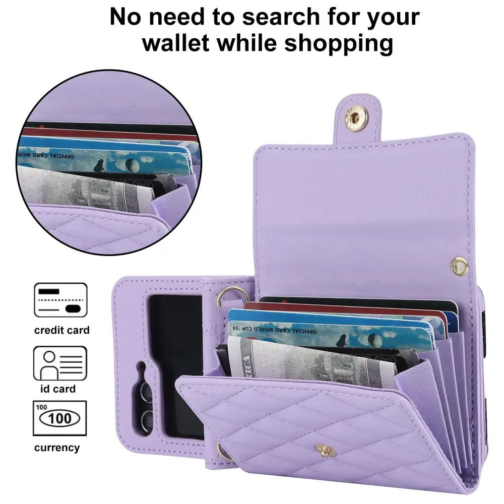 Plånboksväska RFID-skydd Samsung Galaxy Z Flip 6 Quilted Lila
