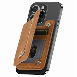 MagSafe pung med lynlås og stander, Brun