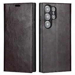 Mobiltaske Ægte Læder Samsung Galaxy S23 Ultra Mørkebrun