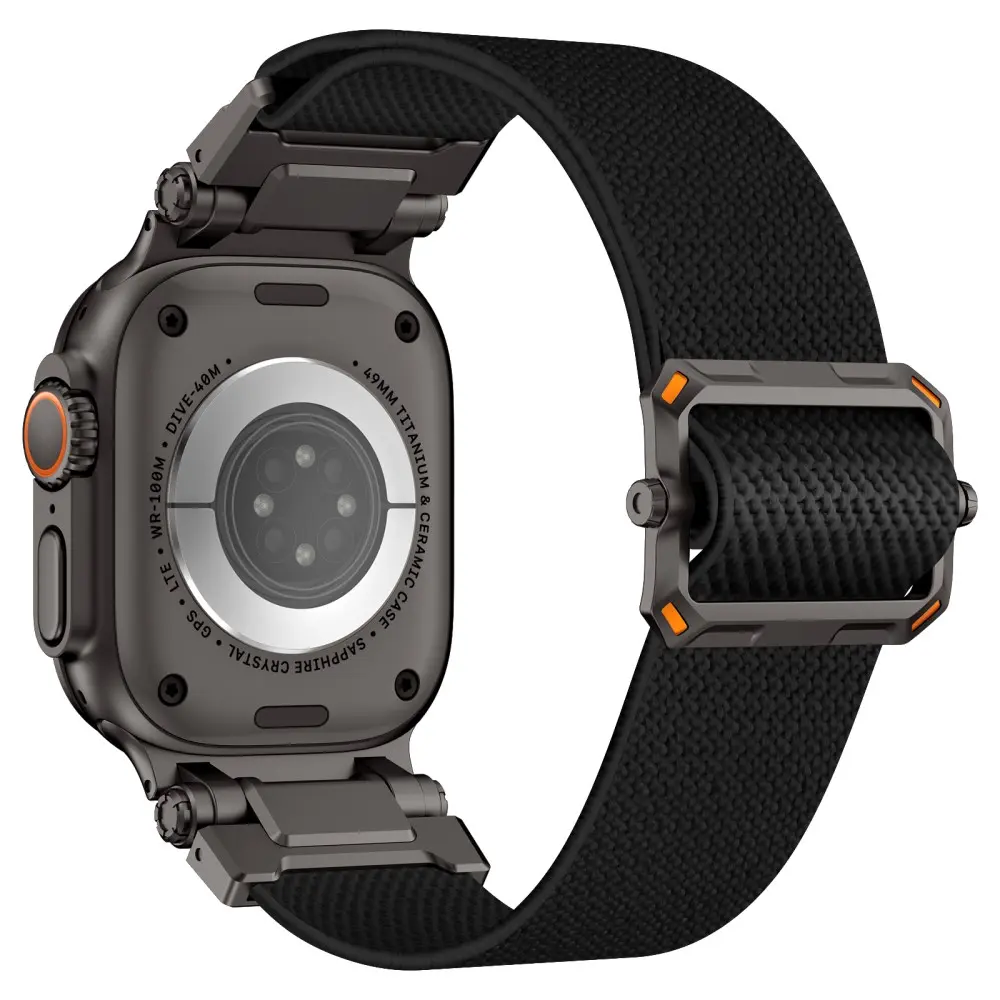 Apple Watch Ultra 49mm 2nd Gen Slidstærkt og fleksibelt nylonrem, Sort