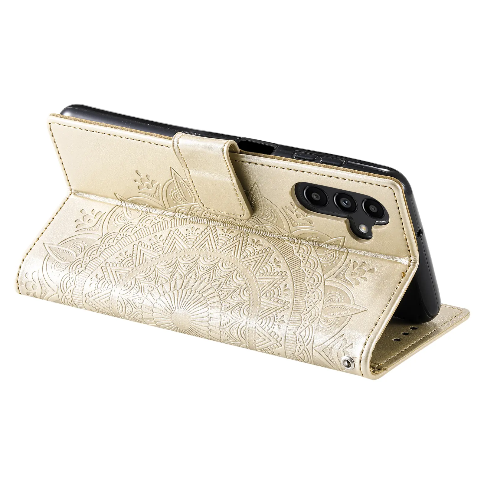Läderfodral Mandala Samsung Galaxy A17 Guld