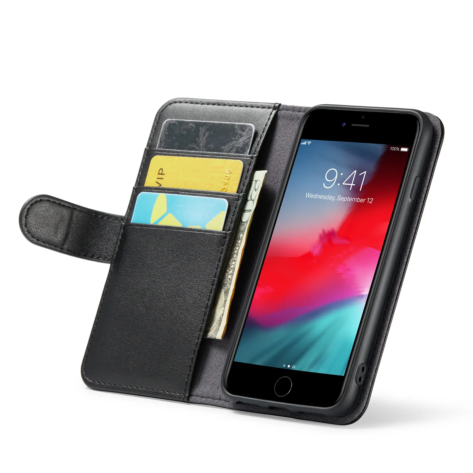 Äkta Läderfodral iPhone 8 Svart