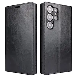 Mobiletui Ekte Lær Samsung Galaxy S25 Ultra Svart