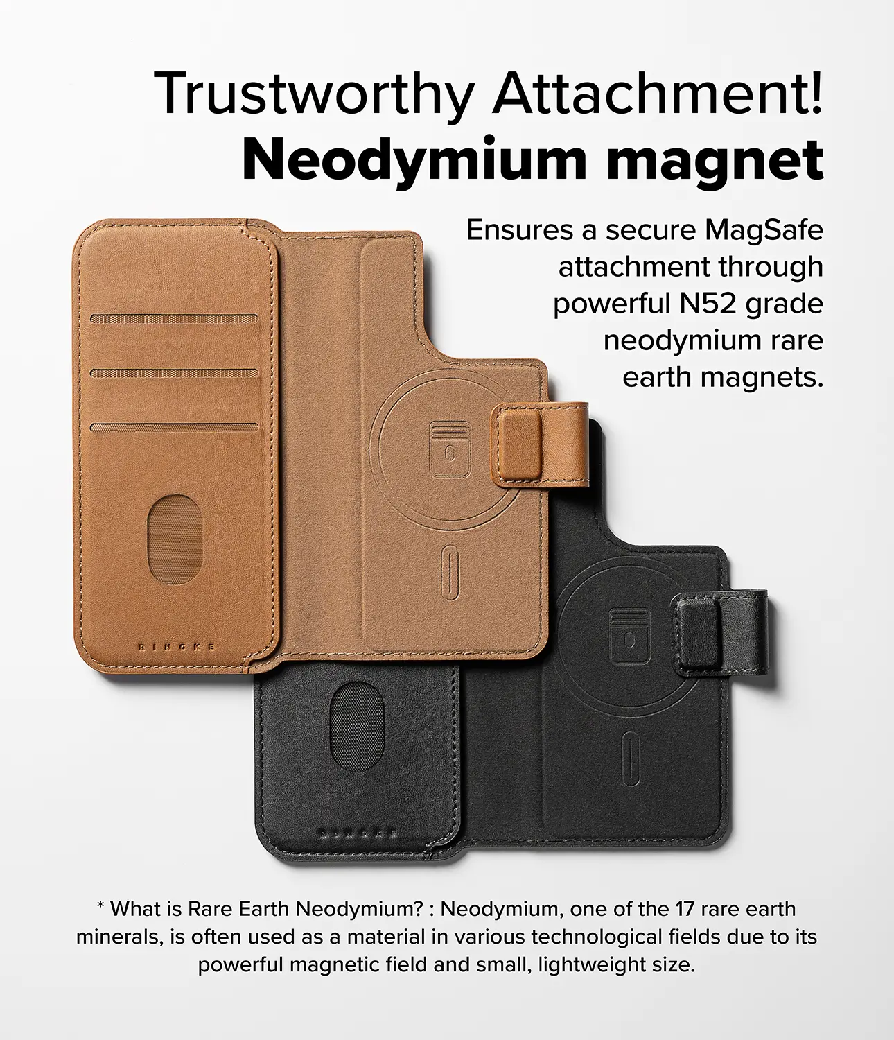 Folio Wallet Magnetic iPhone 15 Pro Max Brun